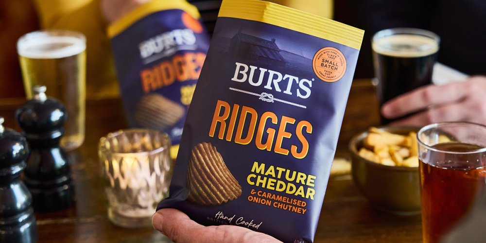 Burts Launches New Mature Cheddar & Caramelised Onion Chutney Ridges and New Packaging